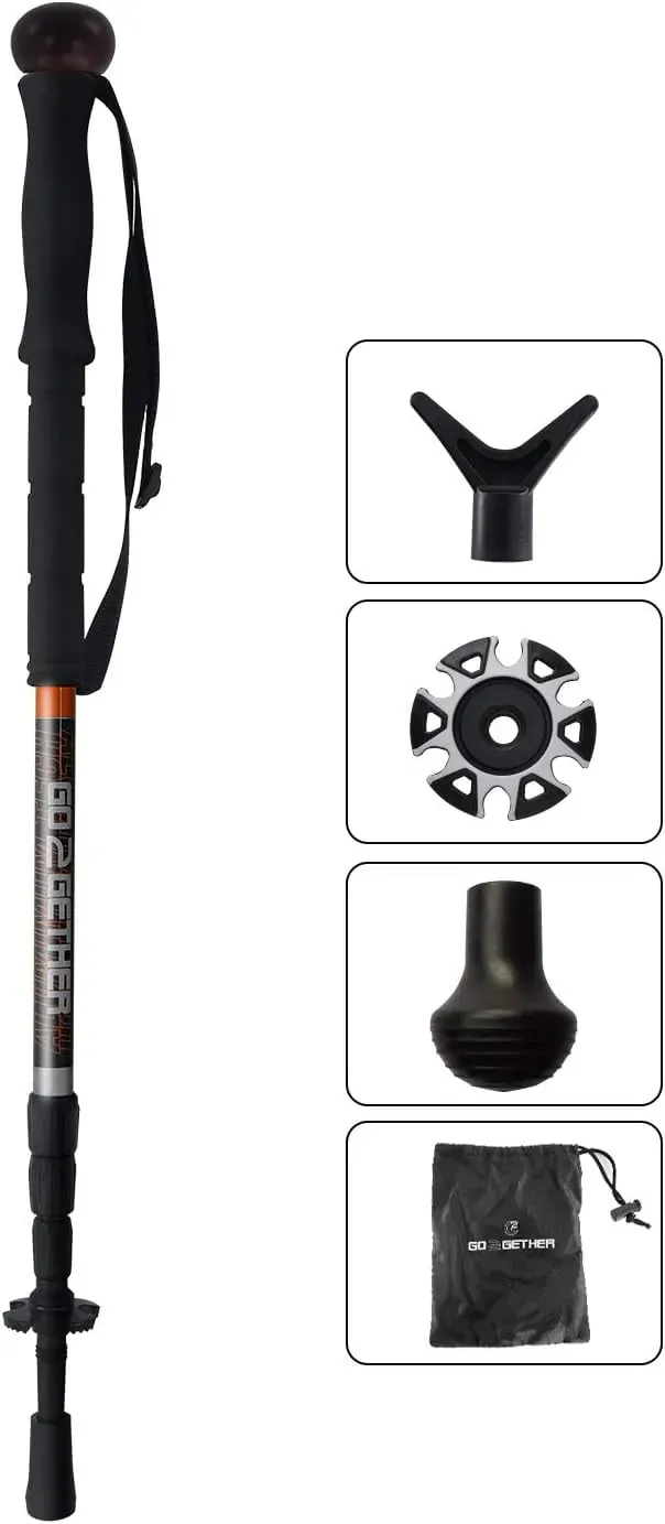 Multipurpose Trekking Poles - Alloy Shafts with Quick Locks and Camera Mount (2-Pack)